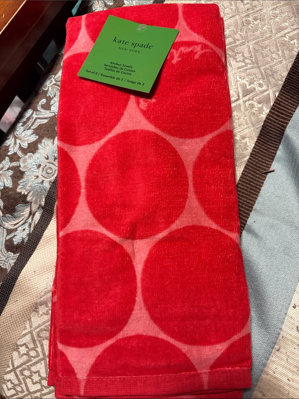 kate spade Red & Light Red Polka Dot Kitchen Towels - Duo